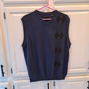 Axist Men's Navy Blue Argyle Gray & Black V-Neck Sweater Vest